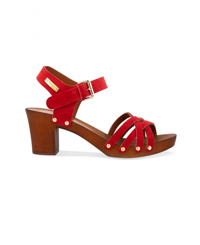 Sandales à talons Les Tropeziennes TOOPAYA Wood Imitation Rouge Femme|YOZB-54562826